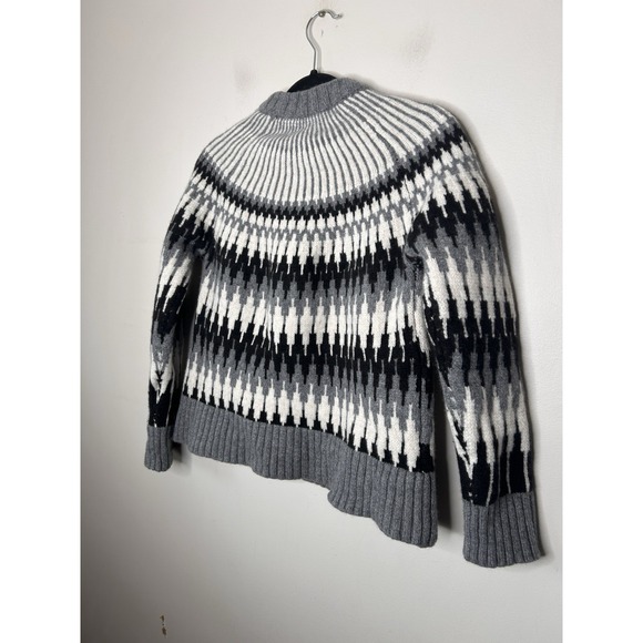 Everlane 100% Wool Fair Isle Sweater Women's Gray White Long Sleeve Size Medium - Picture 7 of 9